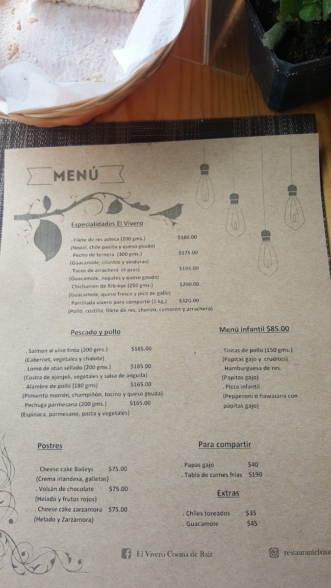 El Vivero Restaurante Bar Familiar Photo Menu 1