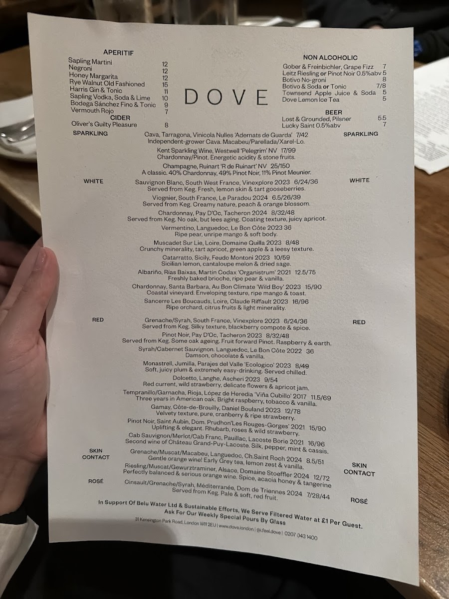Dove Restaurant Photo Menu 2
