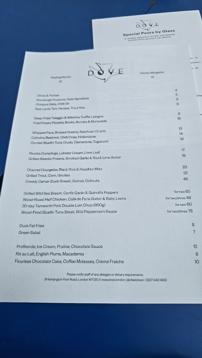 Dove Restaurant Photo Menu 3