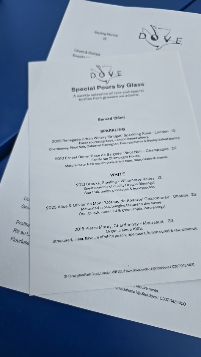 Dove Restaurant Photo Menu 4
