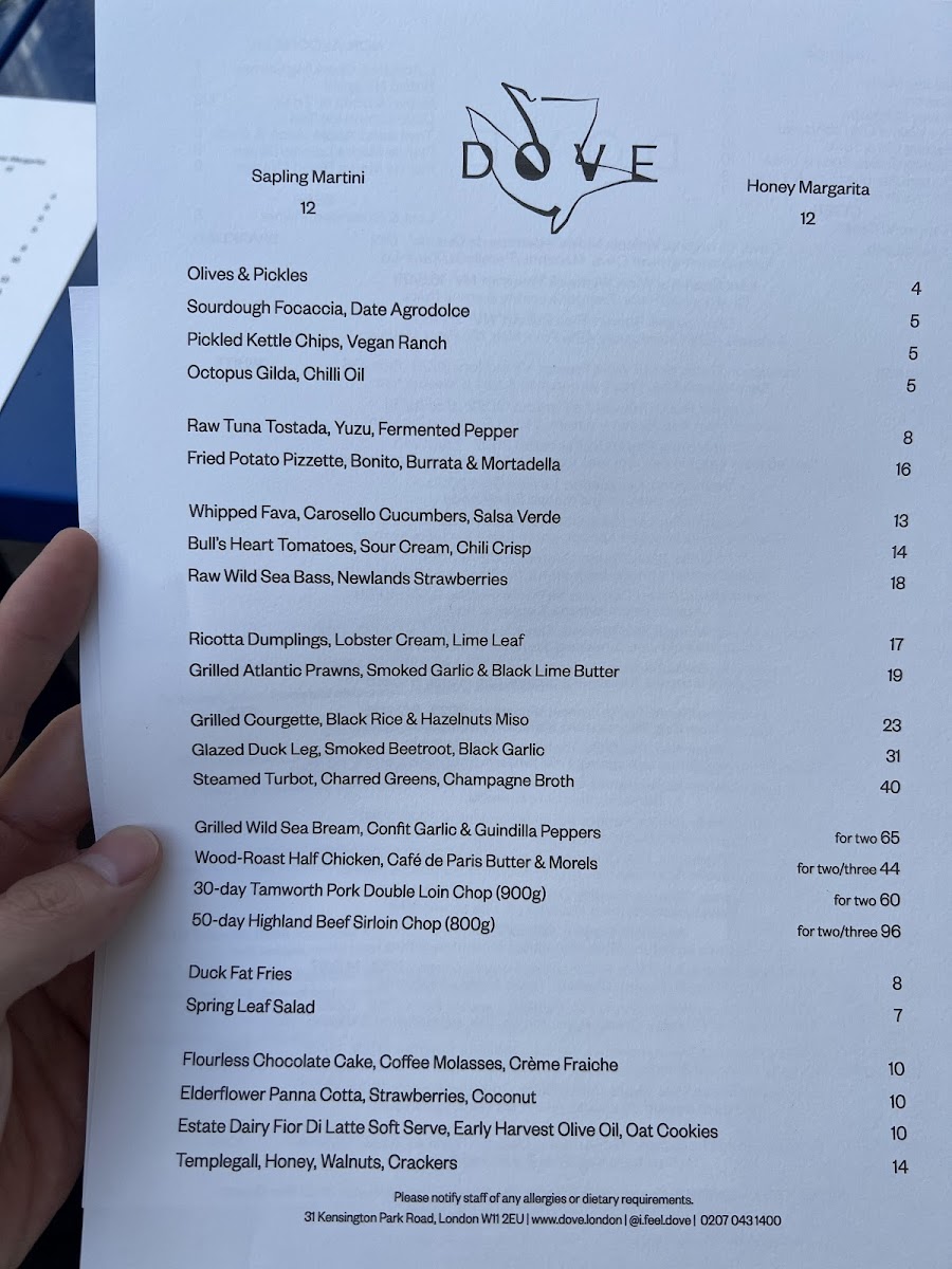 Dove Restaurant Photo Menu 7