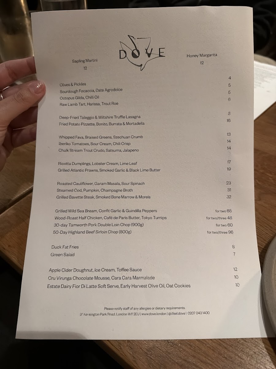 Dove Restaurant Photo Menu 8