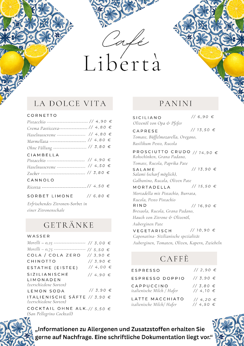 Café Libertà Photo Menu 1