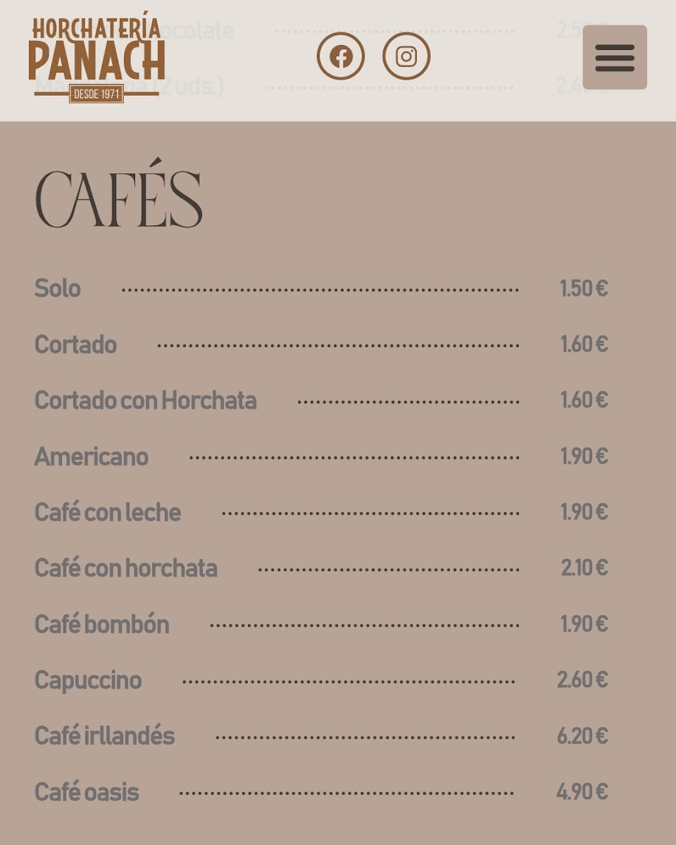 Orxateria Panach Photo Menu 2