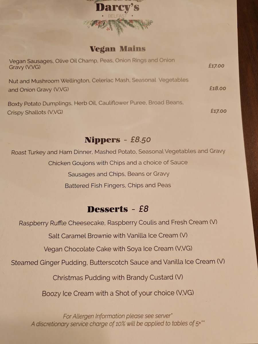 Darcy's Belfast Photo Menu 2