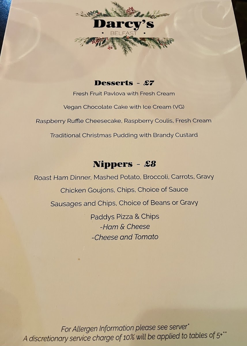 Darcy's Belfast Photo Menu 7