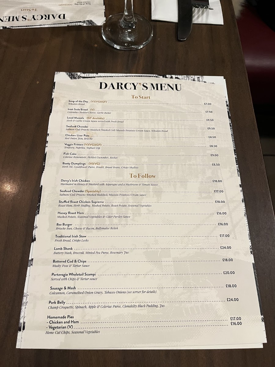 Darcy's Belfast Photo Menu 9