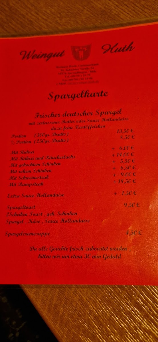 Gutsausschank Huth Photo Menu 2