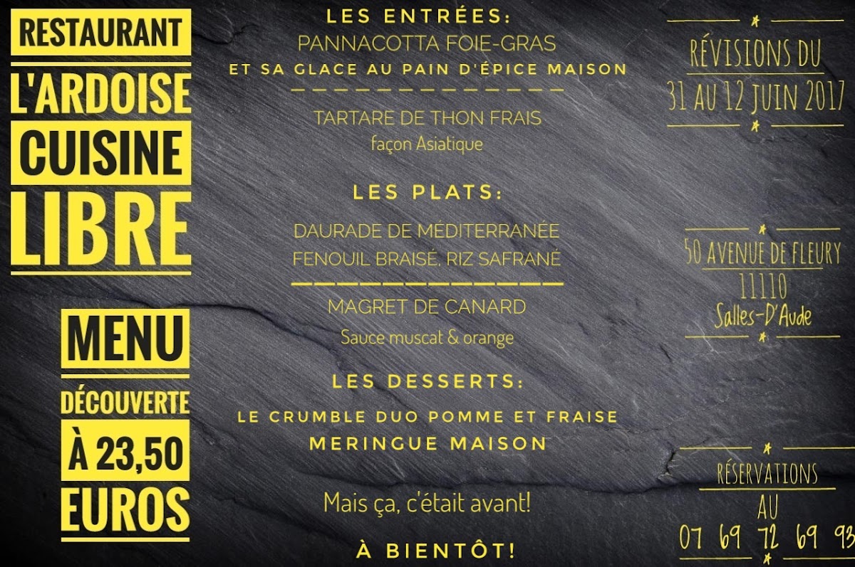 L'Ardoise - Cuisine Libre Photo Menu 6