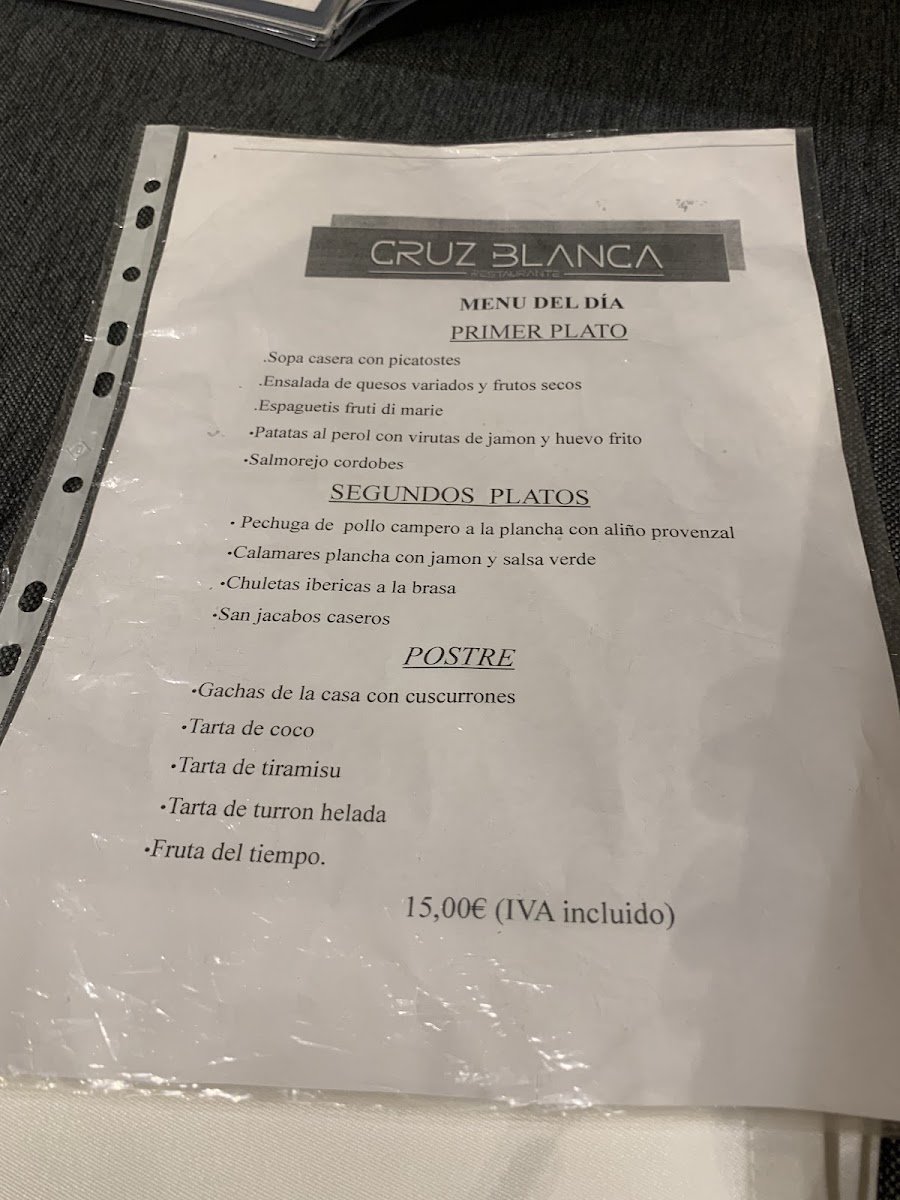 Restaurante Cruz Blanca Photo Menu 4