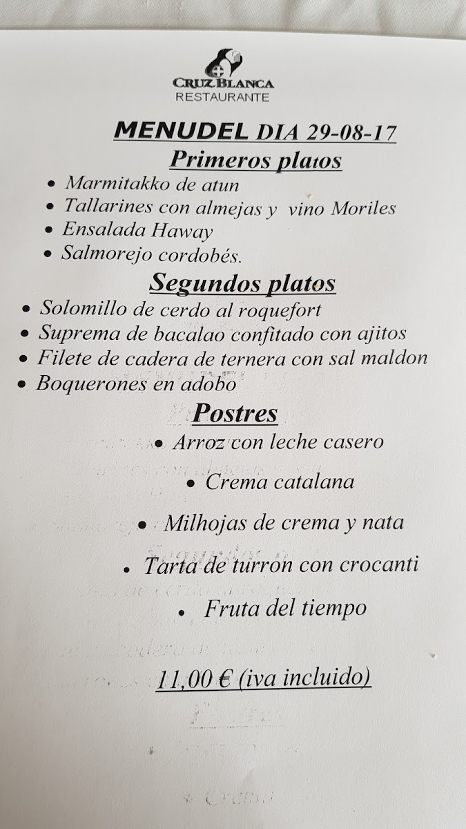 Restaurante Cruz Blanca Photo Menu 5