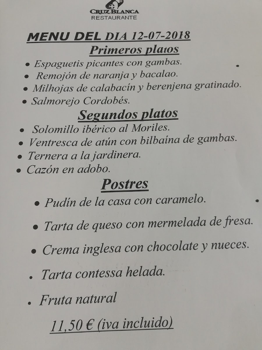 Restaurante Cruz Blanca Photo Menu 6