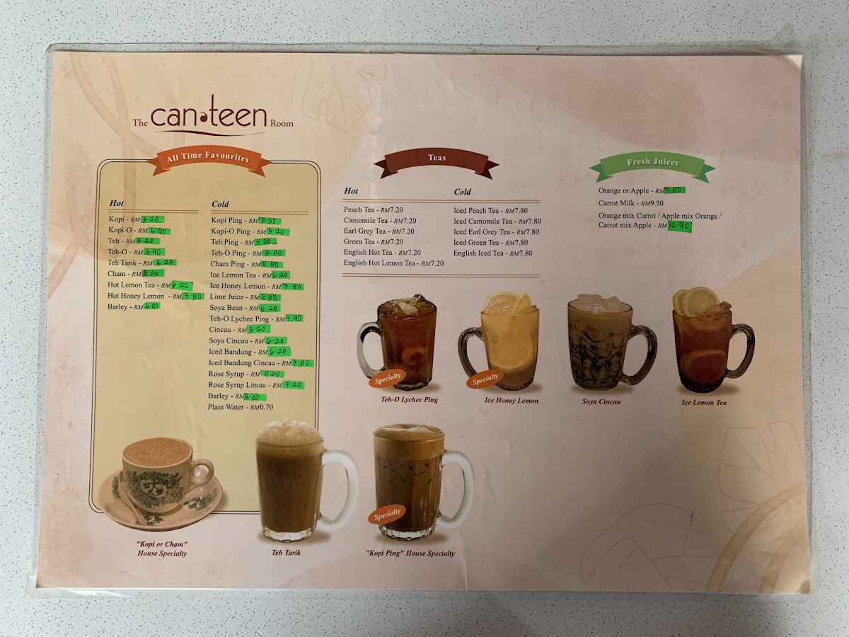 The Canteen Room Photo Menu 1