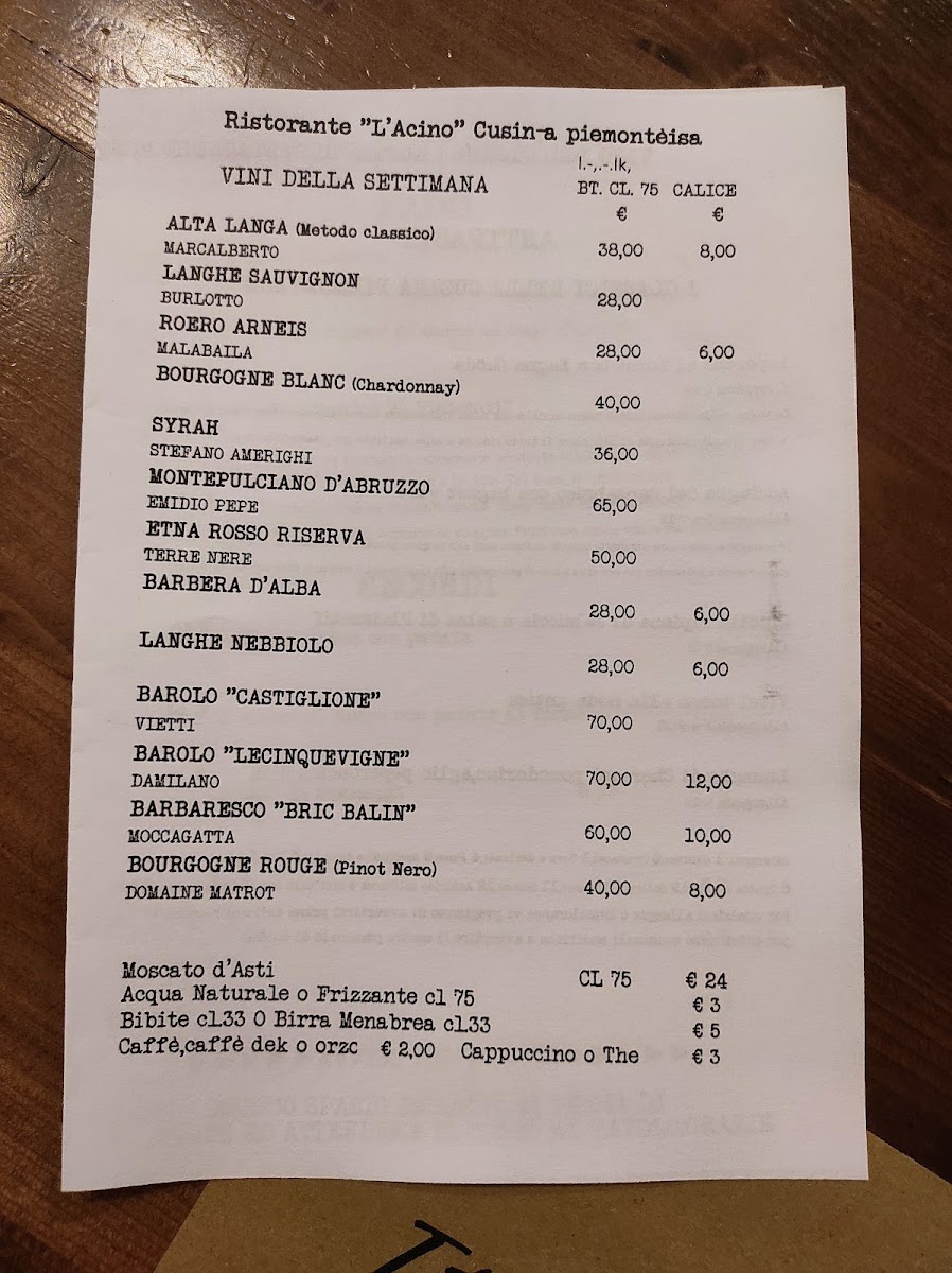 L'Acino Restaurant Photo Menu 3