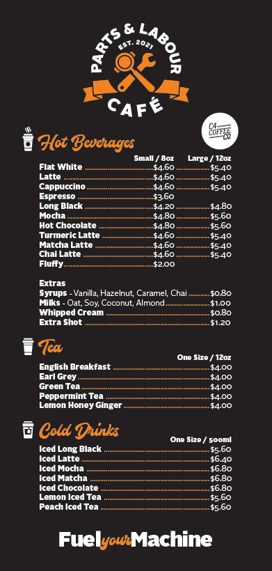 Parts & Labour Cafe Photo Menu 1
