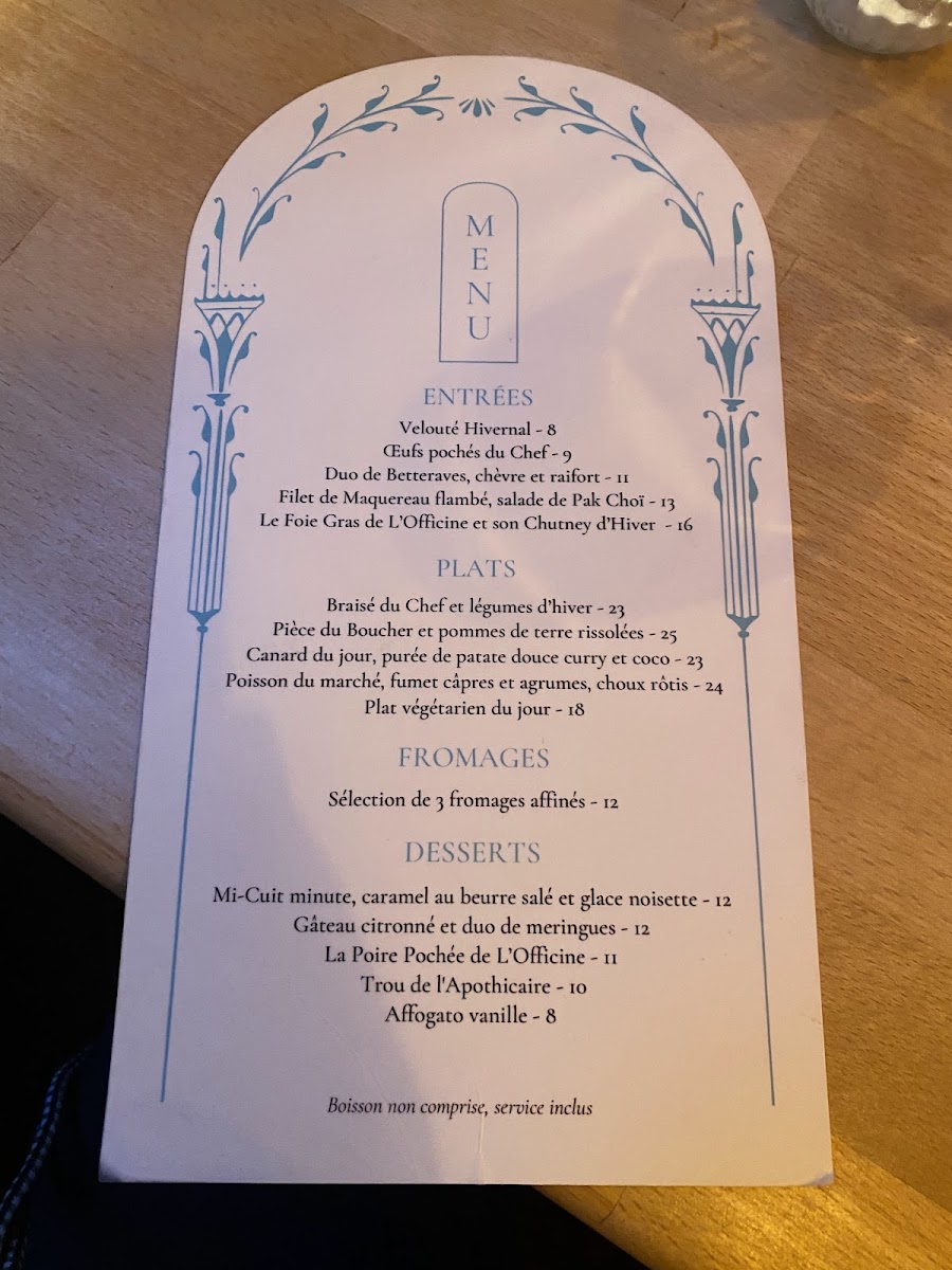 L'Officine Paris Photo Menu 1