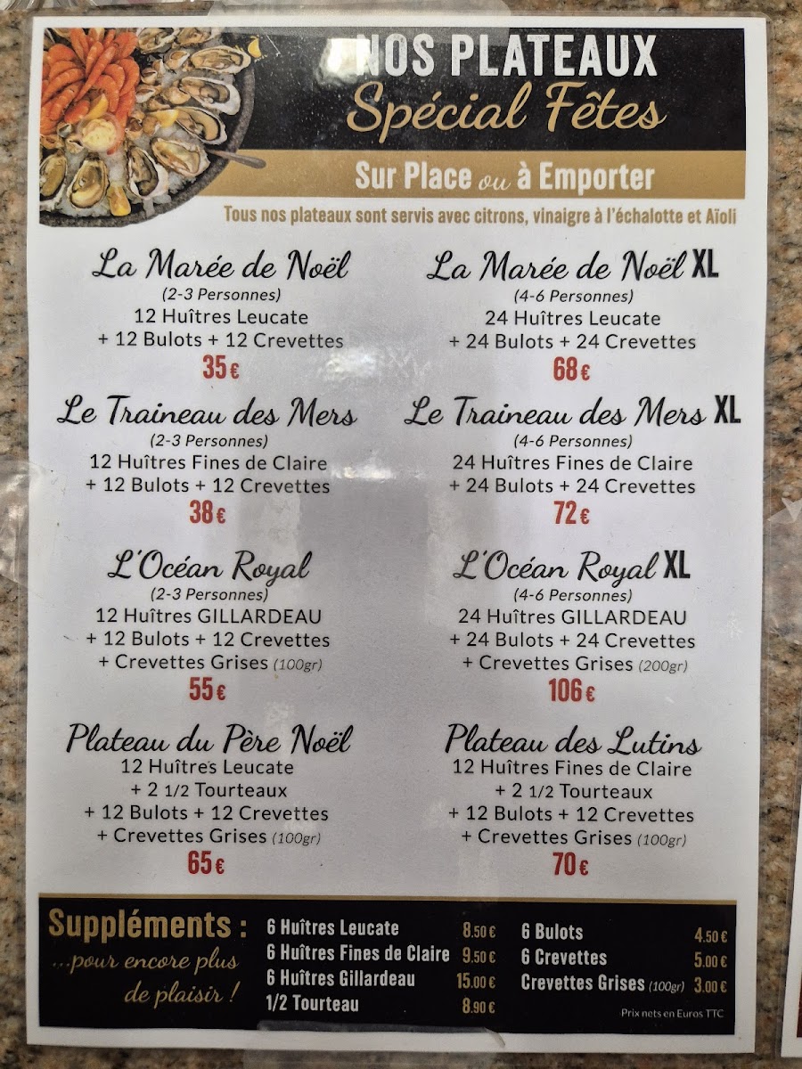 LA CASA DE L'HUÎTRE Photo Menu 3