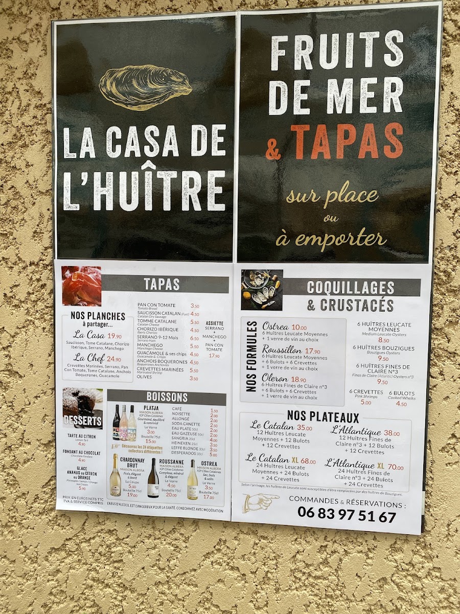 LA CASA DE L'HUÎTRE Photo Menu 5