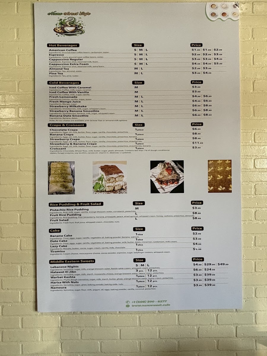 Nano Sweet Cafe Photo Menu 1