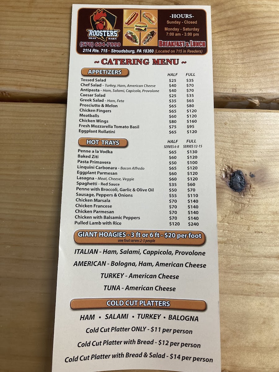 Roosters Meat Barn Photo Menu 1