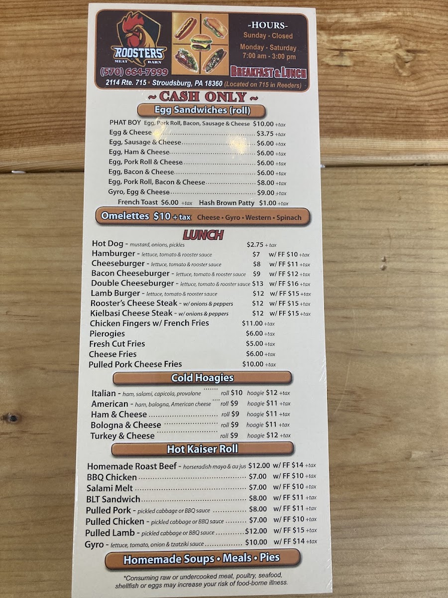 Roosters Meat Barn Photo Menu 3