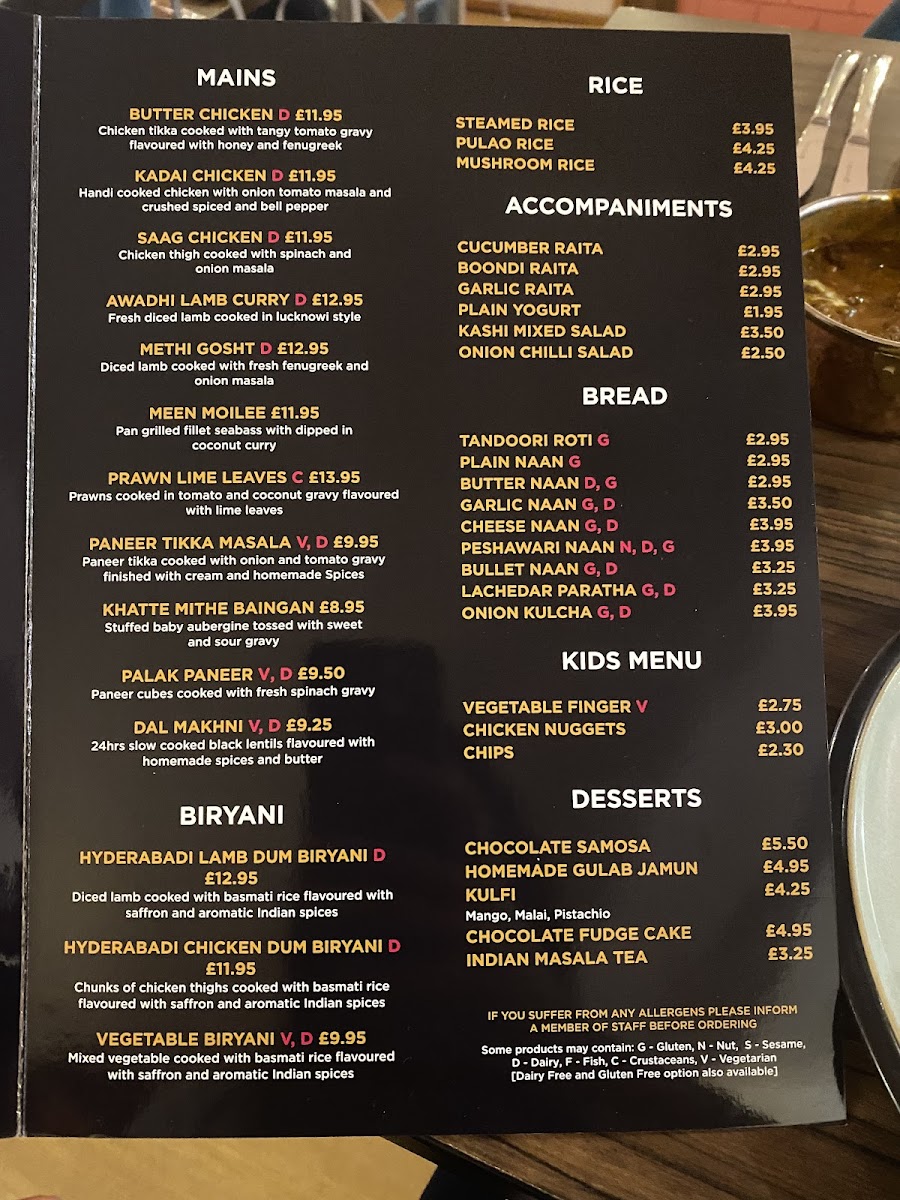 Kashi Indian Dining and Bar Photo Menu 1
