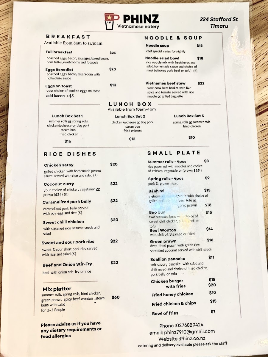 PHINZ Vietnamese Eatery Photo Menu 5