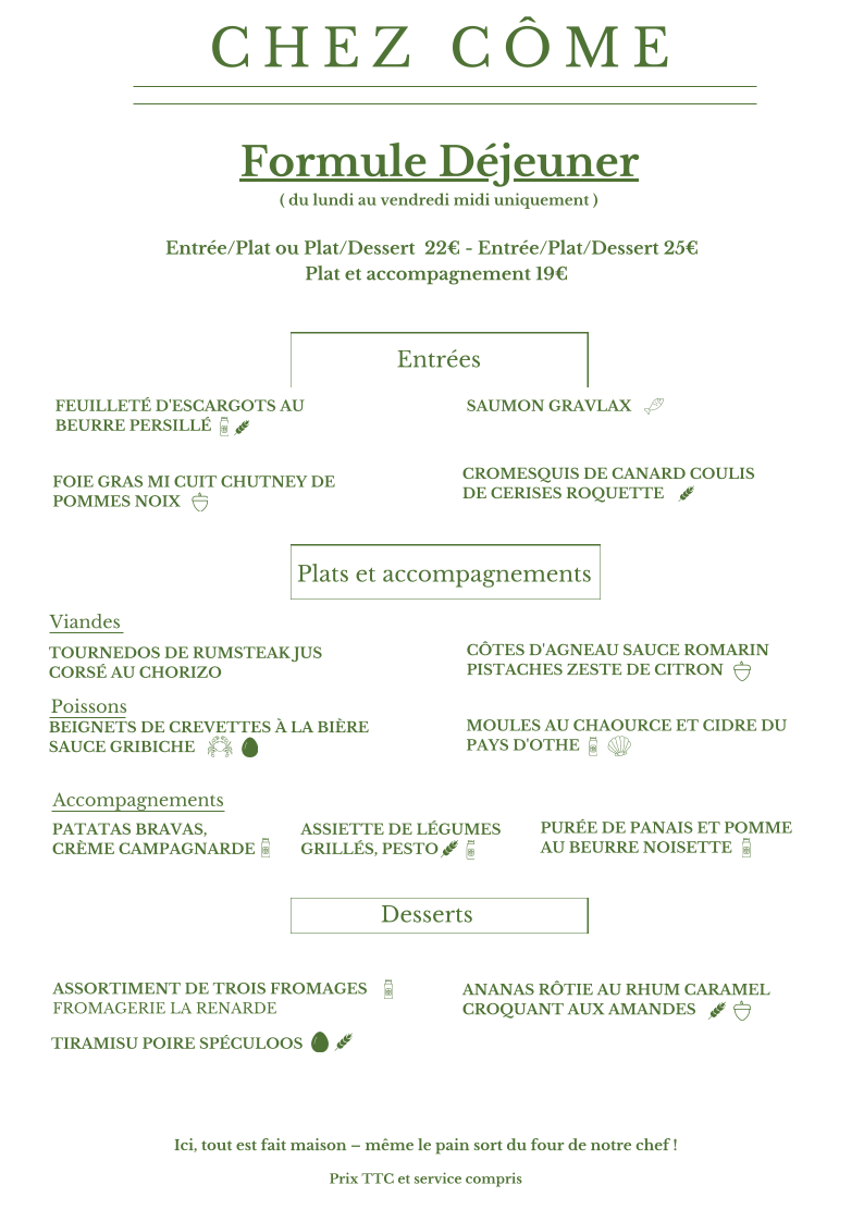 Chez Côme Photo Menu 1