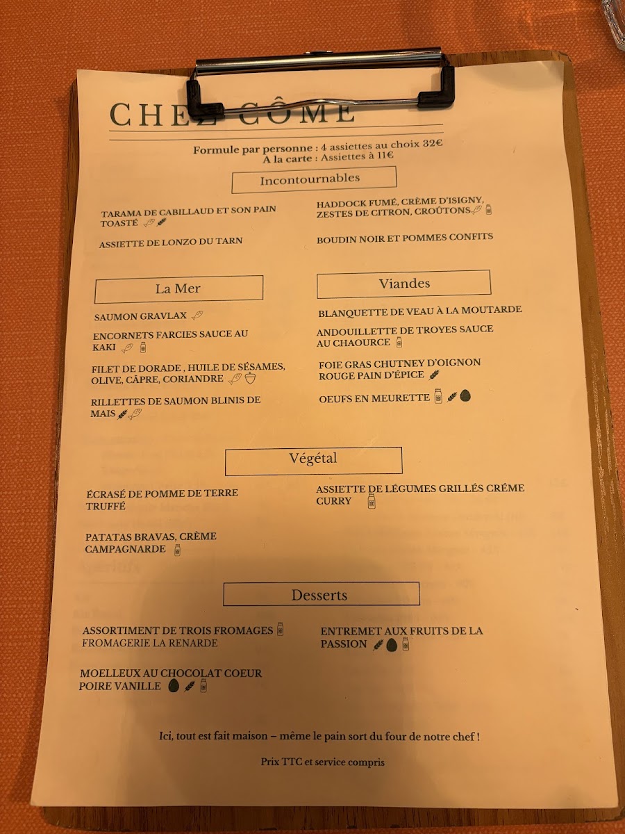 Chez Côme Photo Menu 3