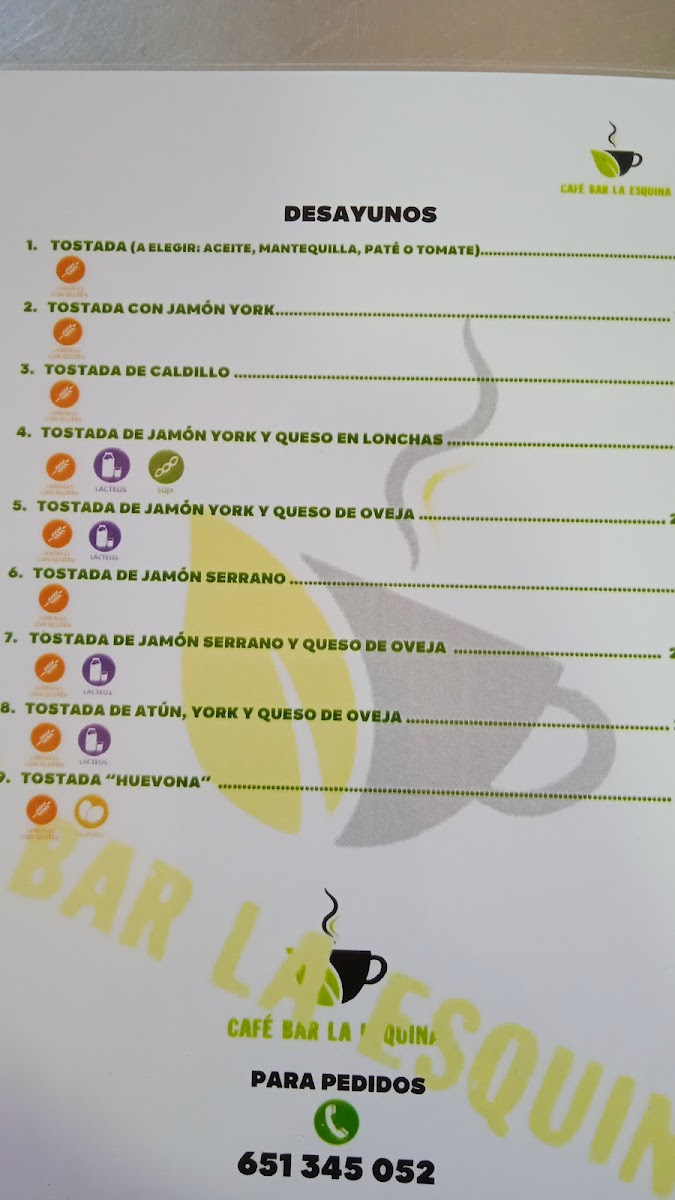 CAFÉ BAR LA ESQUINA DE PLACI Photo Menu 4