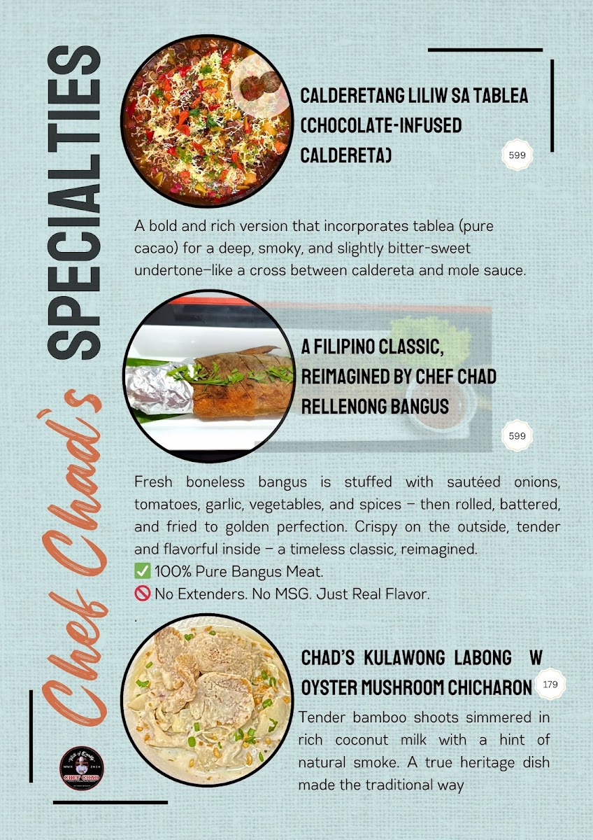Chef Chad Restaurant Photo Menu 2