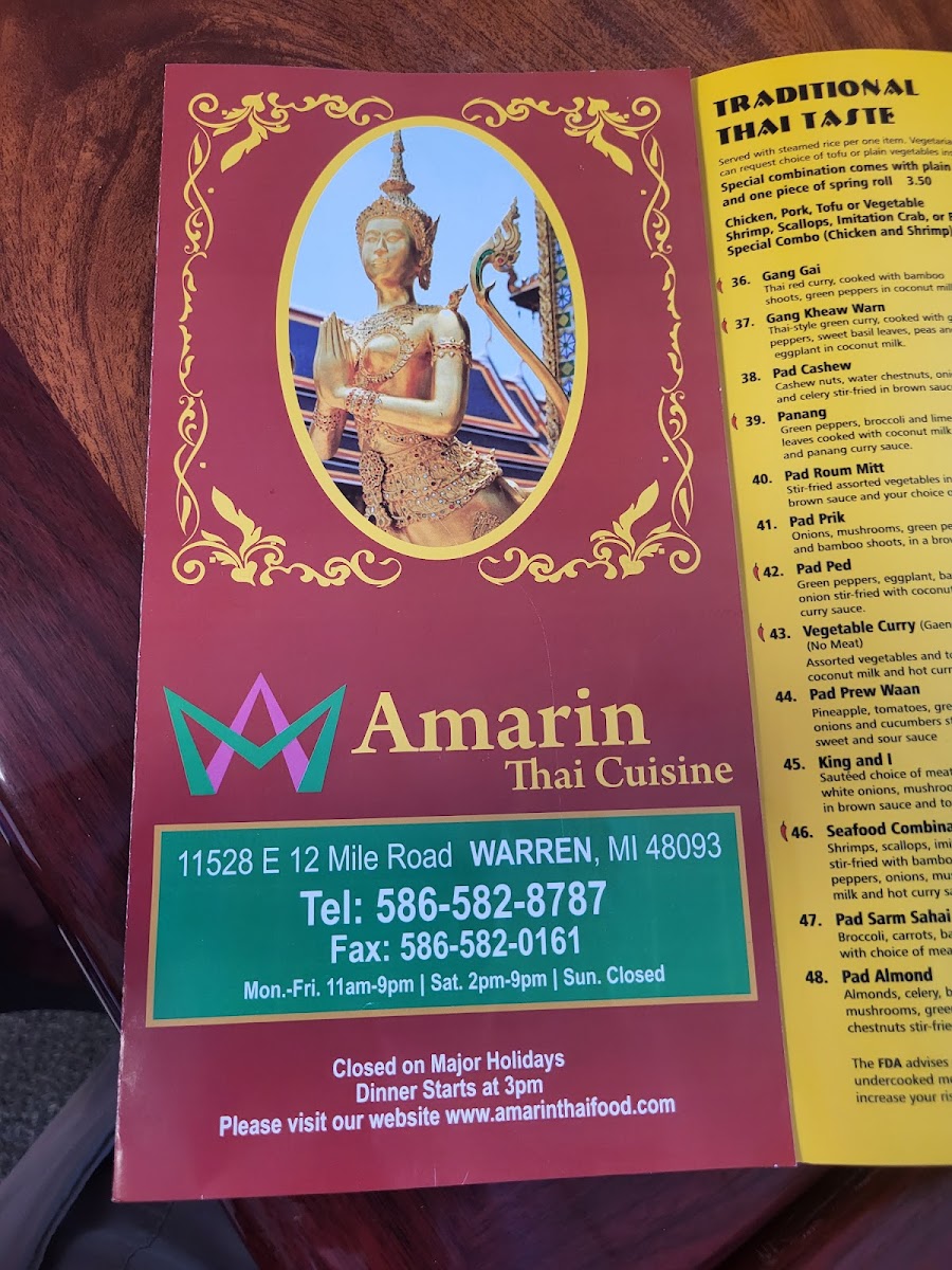 Amarin Thai Cuisine Photo Menu 3