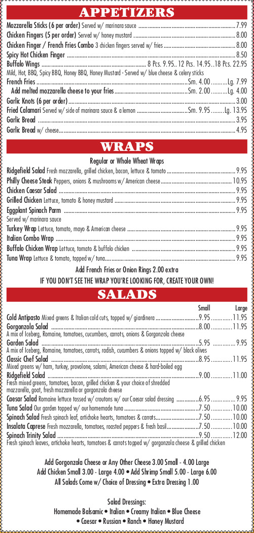 Village Pizza & Pasta Photo Menu 2