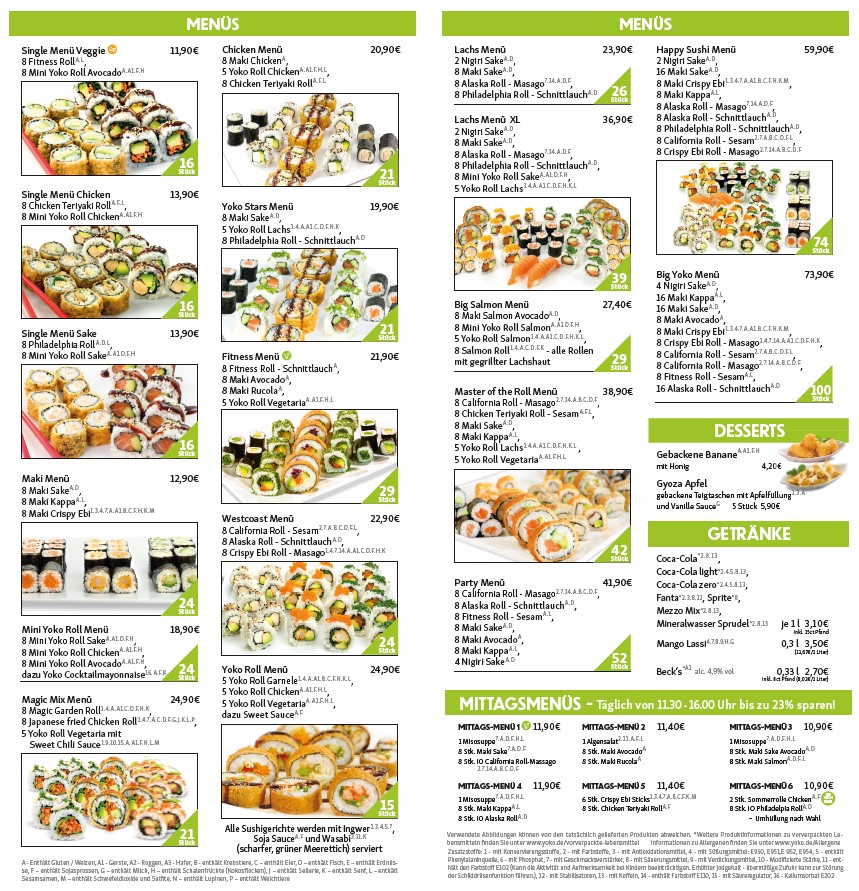 Yoko Sushi Lieferservice Darmstadt Photo Menu 1