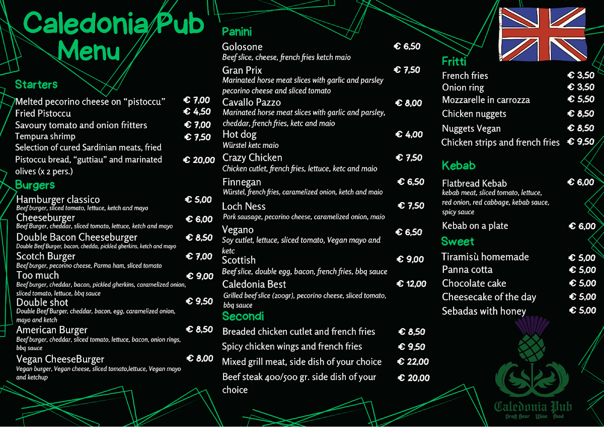 Caledonia Pub Photo Menu 1