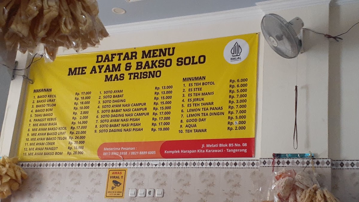 MIE AYAM & BAKSO SOLO MAS TRISNO Photo Menu 1