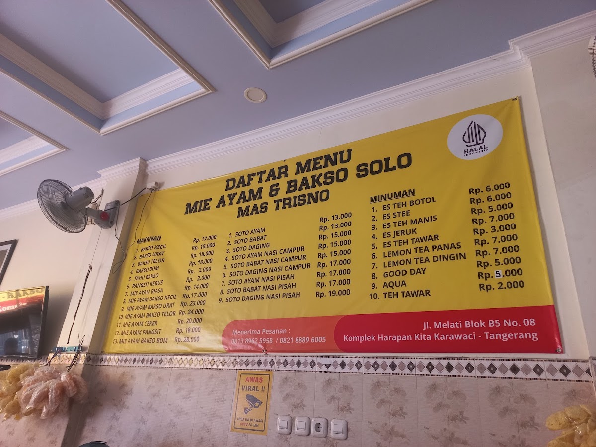 MIE AYAM & BAKSO SOLO MAS TRISNO Photo Menu 2