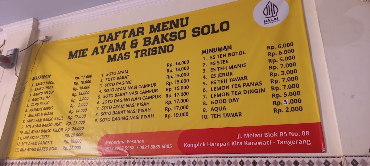 MIE AYAM & BAKSO SOLO MAS TRISNO Photo Menu 4