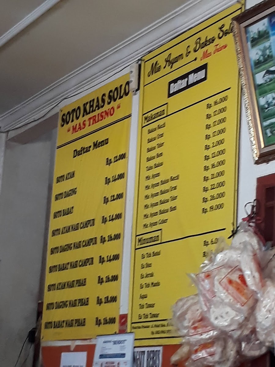 MIE AYAM & BAKSO SOLO MAS TRISNO Photo Menu 8