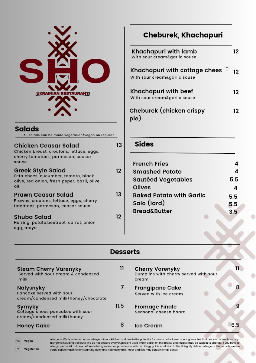 SHO Ukrainian Restaurant Photo Menu 2