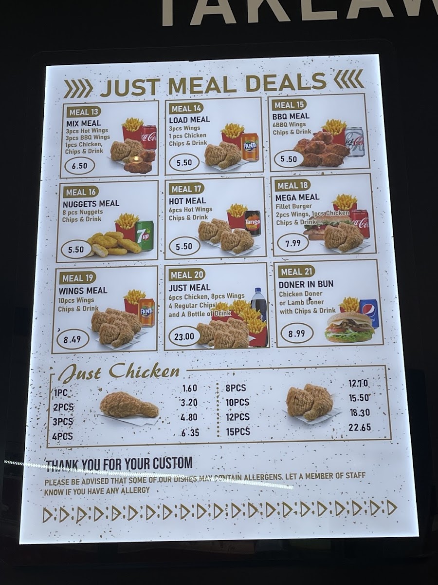 Just Chicken & Kebabs Photo Menu 1