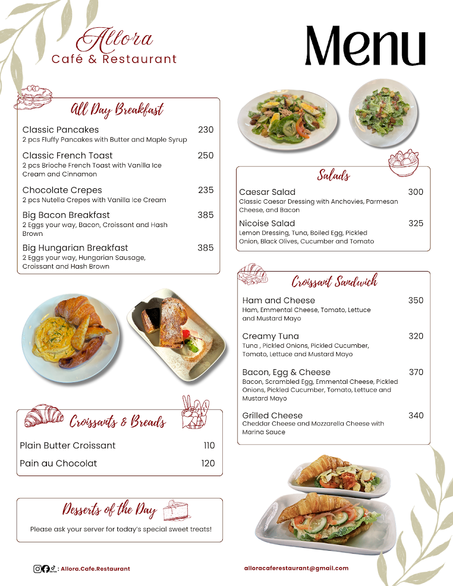 Allora Café & Restaurant Photo Menu 1
