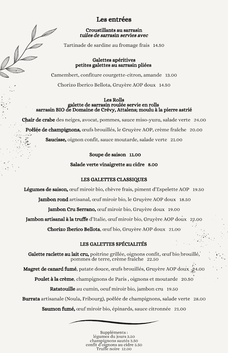 Sarrasin crêperie Bretonne Photo Menu 1