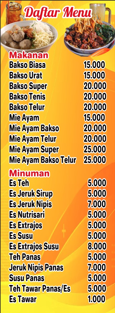 MIE AYAM & BAKSO MBAK MEGA ASLI WONG SOLO Photo Menu 1