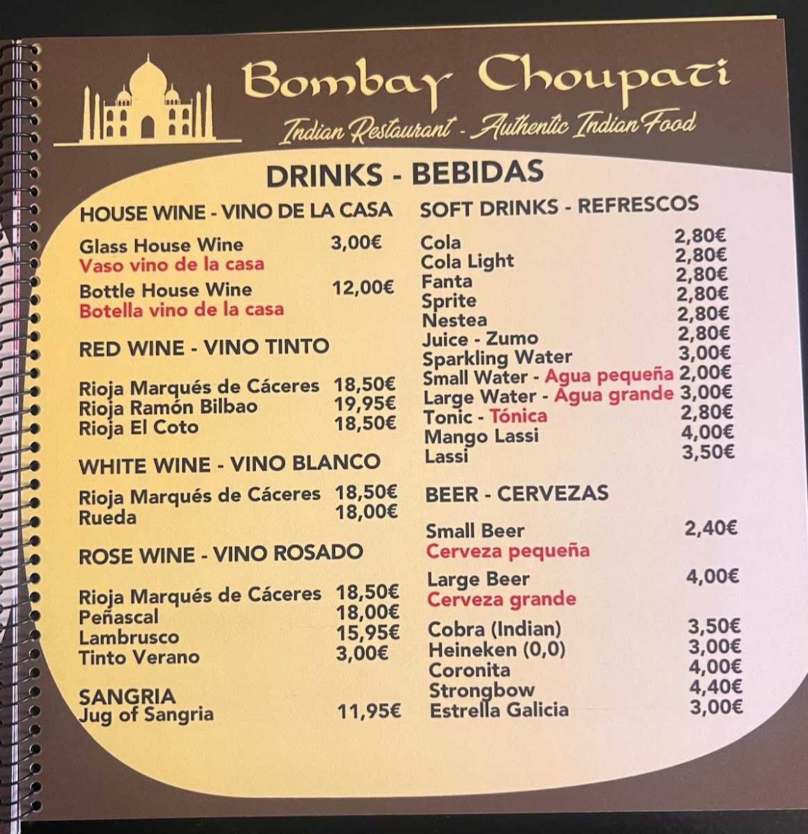 Restaurante Indio Bombay Choupati Photo Menu 1