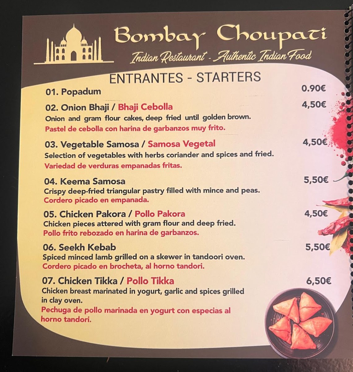 Restaurante Indio Bombay Choupati Photo Menu 4