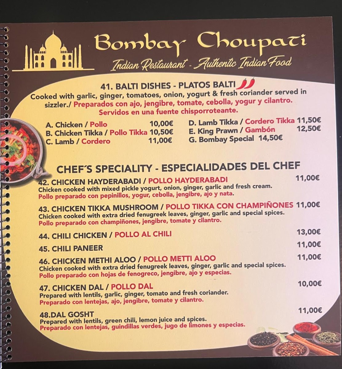 Restaurante Indio Bombay Choupati Photo Menu 5