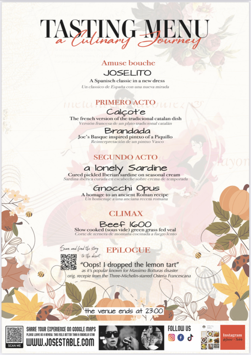 JoEs TaBLe • Social Fine Dining • Photo Menu 1