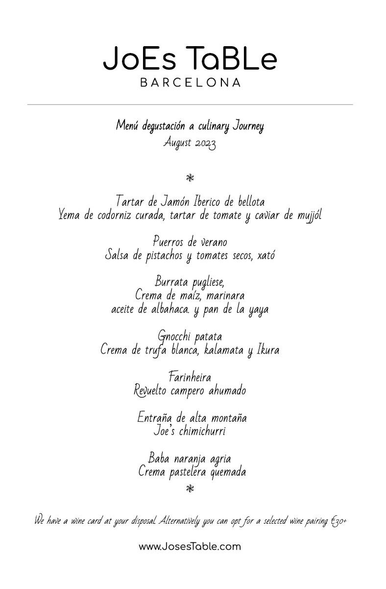 JoEs TaBLe • Social Fine Dining • Photo Menu 5