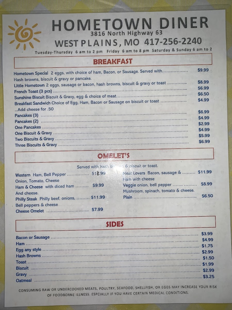 Hometown Diner Photo Menu 3